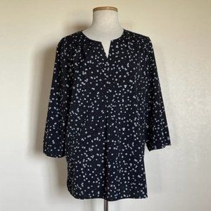 Croft & Barrow Black Print Pull On Blouse sz XL